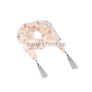 2016 China Supplier Fashion Polyester Silk Magnetic Tasseled Scarves thumbnail-5