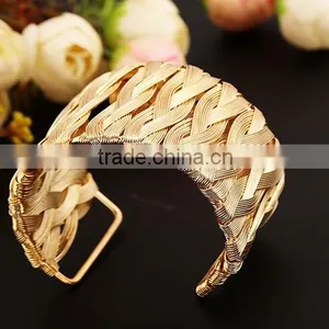 New Open Super Wide Cuff Bangle Bracelet Fashion Jewelry Gold Tone thumbnail-4