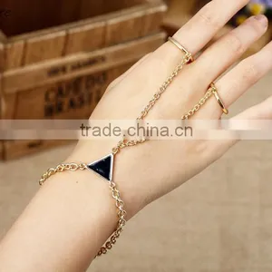 Hand Bracelet Bangle Gold Chain Link Finger Ring Bracelet thumbnail-1