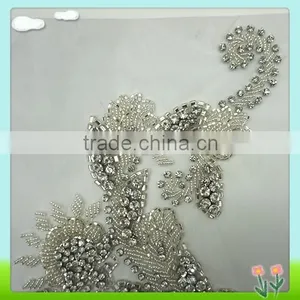 2015 Newest Sew on Tulle Flower Applique With Rhinestone thumbnail-3