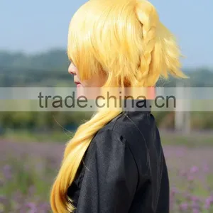 Facotry Whosale Synthetic Fiber Yellow Bob Cosplay Wig thumbnail-3