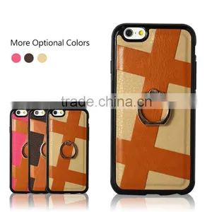 New Products Multifunction PU Leather Back Case for IPhone 6s With Ring Holder Stand thumbnail-3
