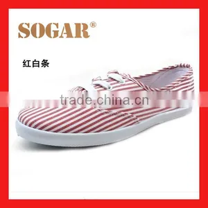 New Design Ladies Shoes Shoe Canvas Red White thumbnail-1