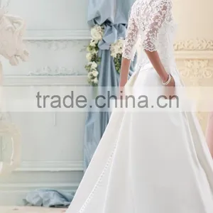 2016 China Custom Made Lace Appliqued Wedding Dress for Bridal thumbnail-3