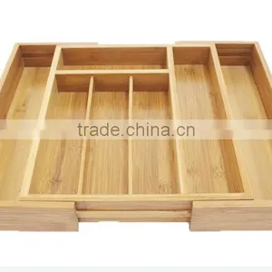 BH003 Bamboo Expandable Cutlery Drawer Organizer for Kitchen thumbnail-2
