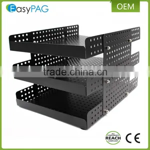 Factory Custom Made Black Color 3 Tier Large Space Metal Mesh Office Desk File Holder thumbnail-2