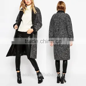 OEM Service Supplier Oversize Tweed Women Winter Wear Fashion Plain Windbreaker thumbnail-1