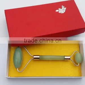 Natural Jade Roller Face Massager With Natural Jade With Silver Connector no Gold Connector thumbnail-1