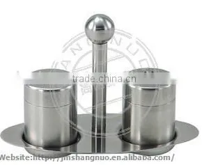 Vertical 2pc Stainless Steel Salt& Pepper Shaker,flavoring Jar Set thumbnail-1