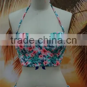 2016 New Arrival Flower Printed Retro High Waist Bikini thumbnail-1