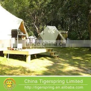 Big Size Beige Color Cotton Canvas Luxury Camping Bell Tent Sibley Tent thumbnail-1