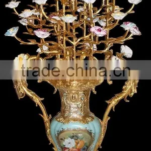 Lovely Cherubim Flower Pot, Hand Painting Ceramic Gold Flower Bowl With Elegant Flowers Mounted thumbnail-3