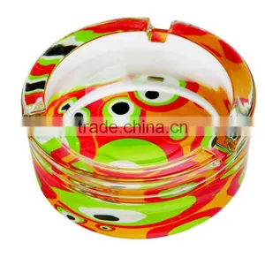 High Quality Glass Ashtray With Decal on Bottom,round Glass Ashtray, Pocket Ashtray thumbnail-2