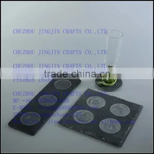 Elegant Etched and Handmade Rough Edge Slate Coaster Wholesale,good Quality Slate Coaster Maker thumbnail-3