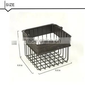Square Metal Wire and Textilene Bathroom Caddy With Handle thumbnail-5