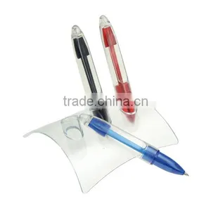 Hot 3 Colors Transparent Plastic Ballpoint Pen With Pen Holder thumbnail-1