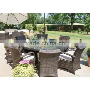 2017 Sigma All Weather Quickest Delivery Resin Wicker Glass Top Metal Frame Dining Table thumbnail-1