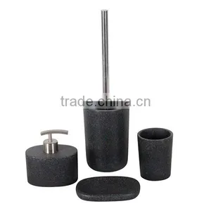4 Piece Bath Accessories Resin and Sandstone Red and Black Bathroom Set thumbnail-1