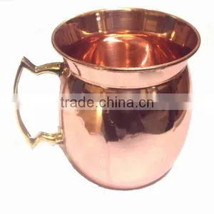 NEW DESIGN BPA FREE SMOOTH MOSCOW MULE 100% PURE COPPER MUG WITH BRASS HANDLE thumbnail-2