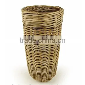 Rustic Round Wicker Umbrella Stand Basket thumbnail-2