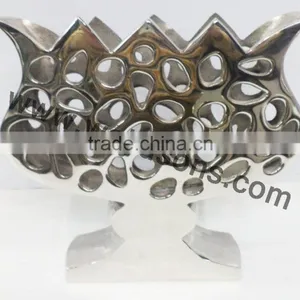 Hammered Patterns in Sugar Style Metal Vase in Mirror Polish Made in Sheet Aluminium thumbnail-6