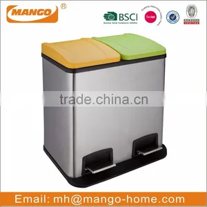 40L Two Compartments Stainless Steel Recycling Waste Bin thumbnail-1