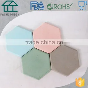 Single Color Sexangular Concrete Flat Saucer Tea Cup Coaster thumbnail-1