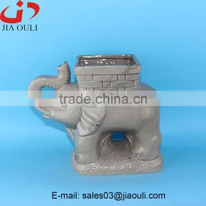 Antique Animal Flower Pot, Ceramic Elephant Planter thumbnail-6