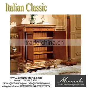 YB62 Luxury Antique Solid Wood Italian Style Night Stand Bed Side Table for Bedroom Furniture thumbnail-4