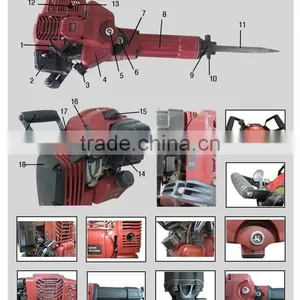52cc 1700w 20-55J Handheld Concrete Rotary Breaker Hammer Drill Portable Petrol Driven Jack Hammer GW8192 thumbnail-3