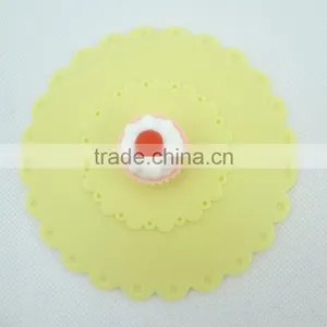 Food Grade Silicone Rubber Anti-dust Airtight Seal Silicone Drink Cup Lids With Cake Shape thumbnail-2
