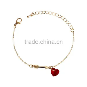 Cupid Arrow Bracelet Gold Arrow Crystal Heart Charms Gold Chain Bracelet for Lovers Valentine's Day Jewelry Gifts thumbnail-5