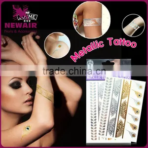 Metallic Gold Choker Temporary Tattoo Body Art Arm Flash Tattoo Stickers thumbnail-1