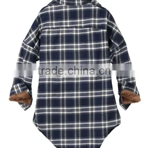 Fleece Jacket Men Women Checkered Plaid Sherpa Lined Flannel Long Shirt Sherpa Fleece Fabric Jacket thumbnail-2