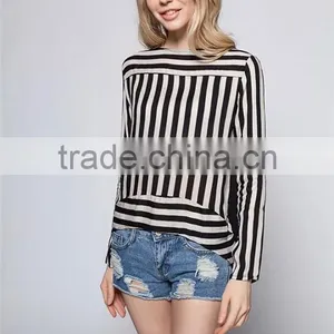 Women's Boat Neck Key Hole Back Long Sleeve Shirt Summer Casual Blouse thumbnail-4