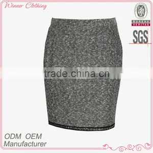 Ladies Latest Design Grey Yarn Tye Polyester Spandex Skirts thumbnail-1