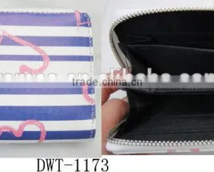 Hot Stripe PU Leather 2016 Lady New Popular Heart Wallet thumbnail-1