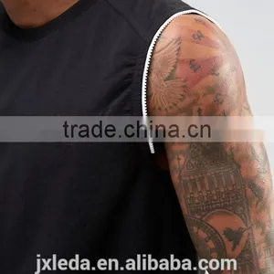 2016 Summer 100% Cotton French Terry Zip Cuffs Sleeveless Men Sweatshirt Wholesale Custom thumbnail-3