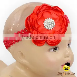 Wholesale Remake Photo Props Fabric Flashing Gray Bulk Flower With Diamond Newborn Baby Girl Elastic Strand Floral Headband thumbnail-3