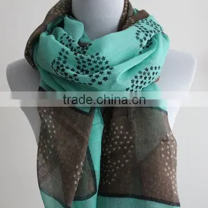 Aqua Blue Star Skull Scarf Taupe Skull Scarf With Aqua Blue Star thumbnail-4