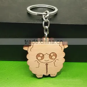 Wholesale Sheep Shape Keychain Wood Carving Accessories thumbnail-1