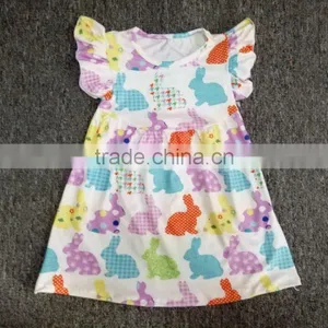 2017 Kids Clothing Spring and Summer Cute Dresses for Baby Girl Dresses Easter Bunny Toddler Dresses thumbnail-3