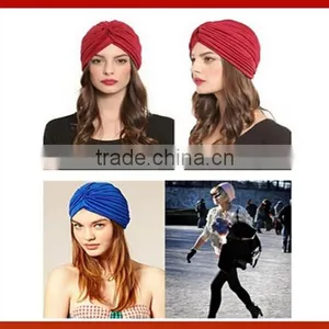 New Design Unisex Pure Color Turban Headband/ Hat Watermelon Cap Headset Cap India Cap Folding In Hair Wrap/Woman Fashion Band thumbnail-1