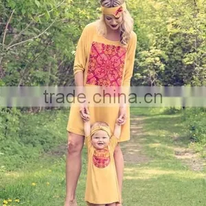 Family Matching Clothing Yellow Cotton Digitalprint Fancy Dress thumbnail-1
