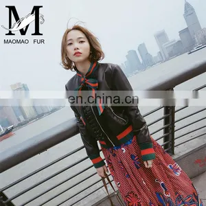 Custom Lady Real Leather Jacket With Ribbon Ribbon Leather Jacket Motorcycle thumbnail-1