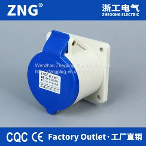 Wall Mount Industrial Socket 220V 16A3P, Hidden Flush Mount Industrial Socket 16A 2P+PE IP44 thumbnail-1