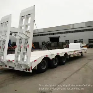 Made in China Gooseneck Low Platform Semi Low Flatbed Trailer Lowbed Truck Trailer for Sale thumbnail-3