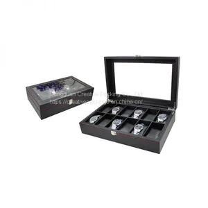 Black Leather Watch Box Wholesale Price For 12 Watches Display Leather Watch Box thumbnail-1