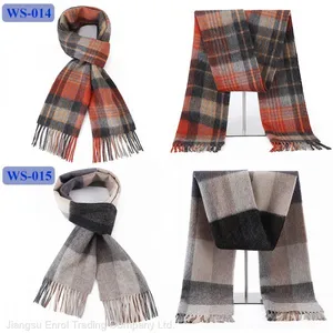 100% Lamb Scarf Strip Solid Plaid Wool Scarf for Men Winter Accessories thumbnail-4