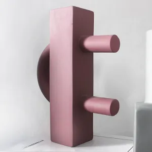 Unique Red Square Round Cylinder Art Table Ceramic Vase Flower Pot For TV Bench thumbnail-3